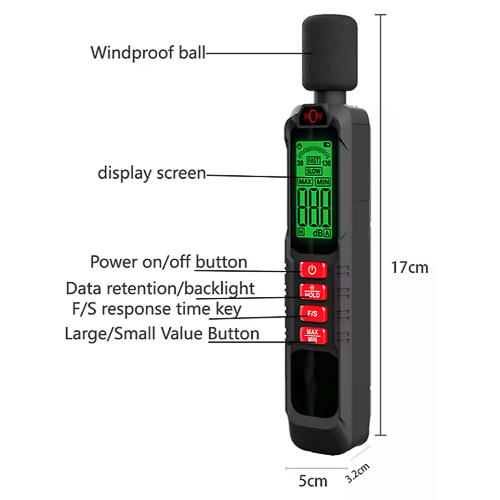 Digital Noise Sound Level Meter with A Weighting & High Accuracy 0.1dB - Acoustic Testing Pro 