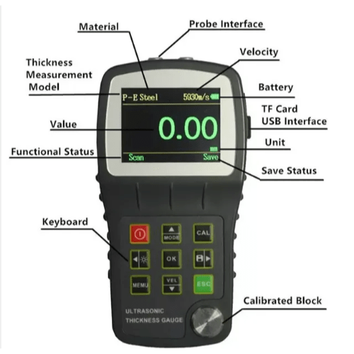 Acoustic Testing Pro Ultrasonic Thickness Measuring Meter