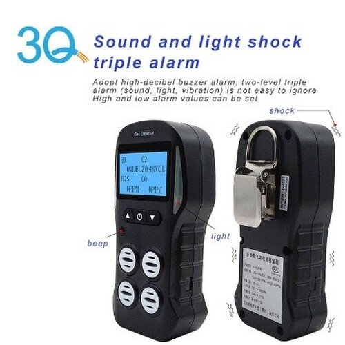 Acoustic Testing Pro Portable Multi Gas Detector Monitor Rechargeable 4 In 1 Gas Meter Tester Analyze